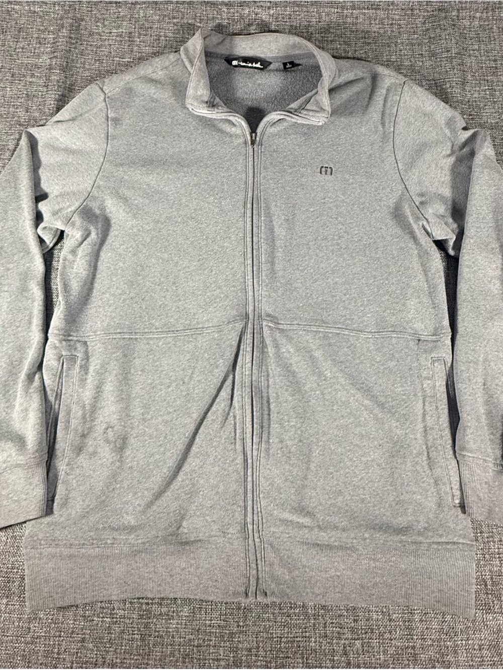 Travis Mathew Men's Light Gray Full-Zip Sweater Jacket